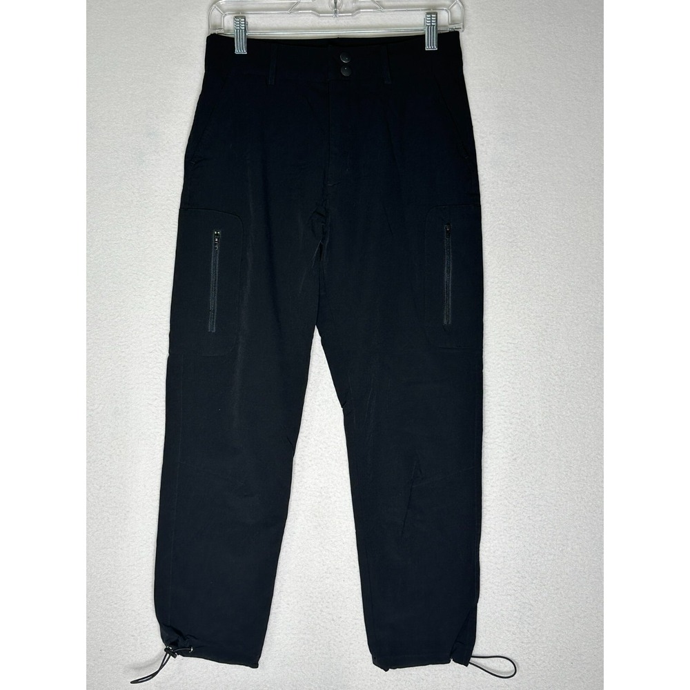MYIFU Black Athletic Joggers Womens Small Cargo Pocket Bungee Hem Pants
